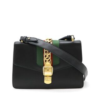 Gucci Sylvie Leather Shoulder Bag Black